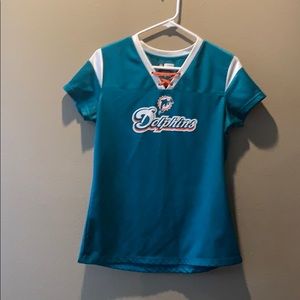 Miami Dolphins Jersey Knit Top Teal Sz M Medium